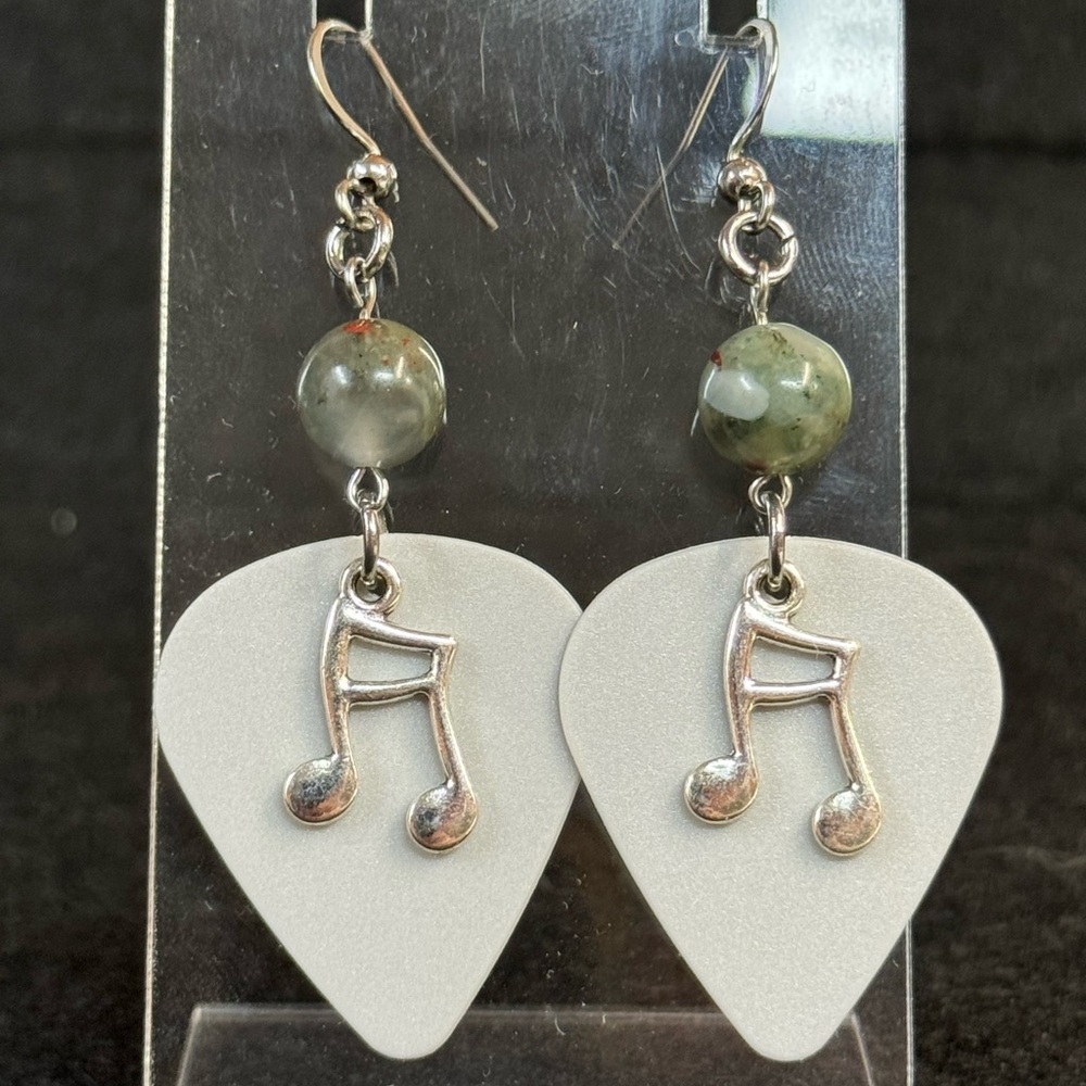 Grey Guitar Pick Earrings
